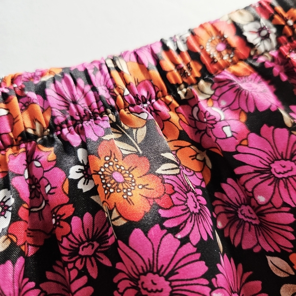 California Dynasty Floral Flowy Relaxed Fit Satin Lounge Sleep Pajama Pants 1X - Picture 4 of 7